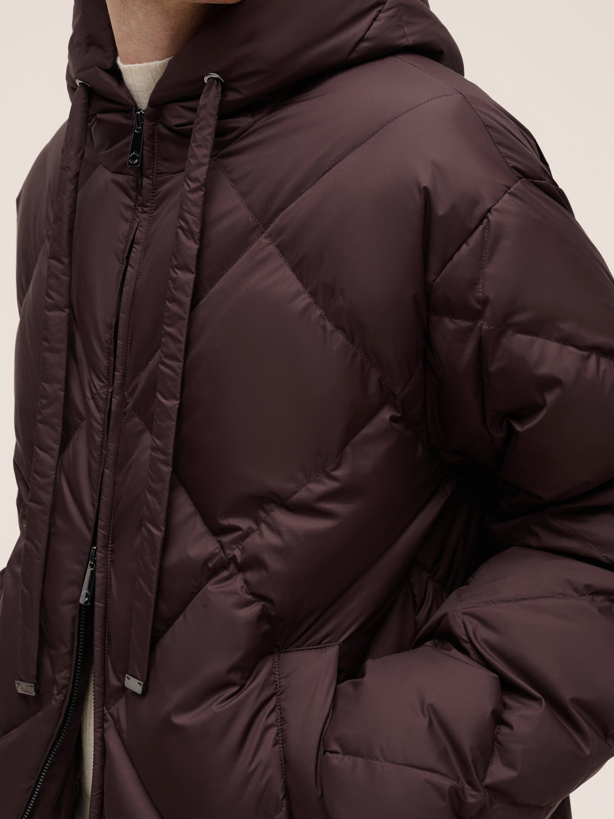 Diamond Quilted Hooded Unisex Long Goose Down Coat