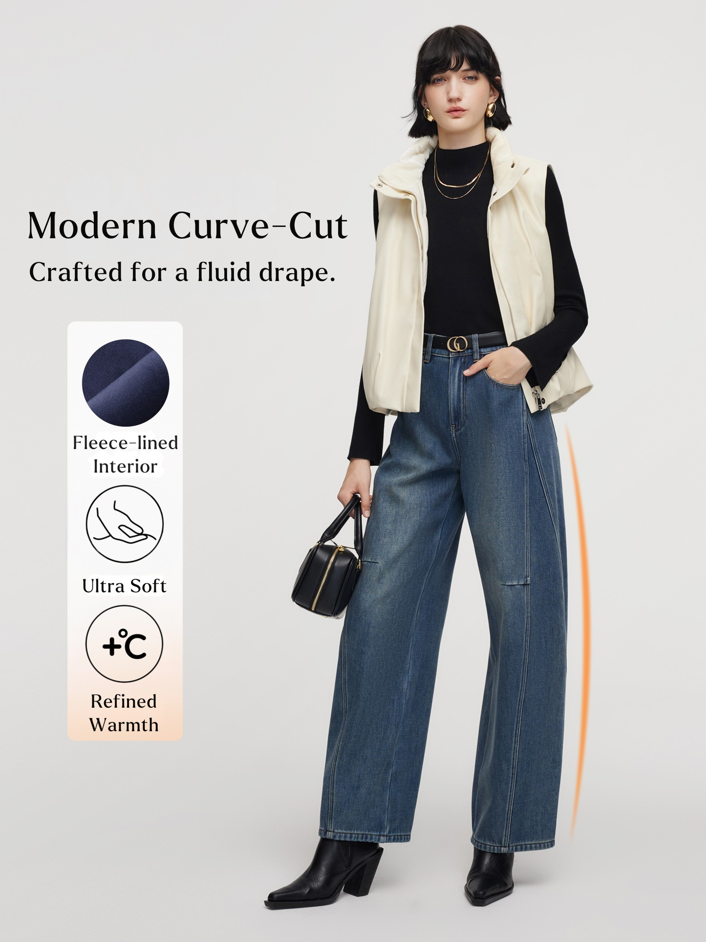 Denim Fleece Lined Women Tapered Jeans
