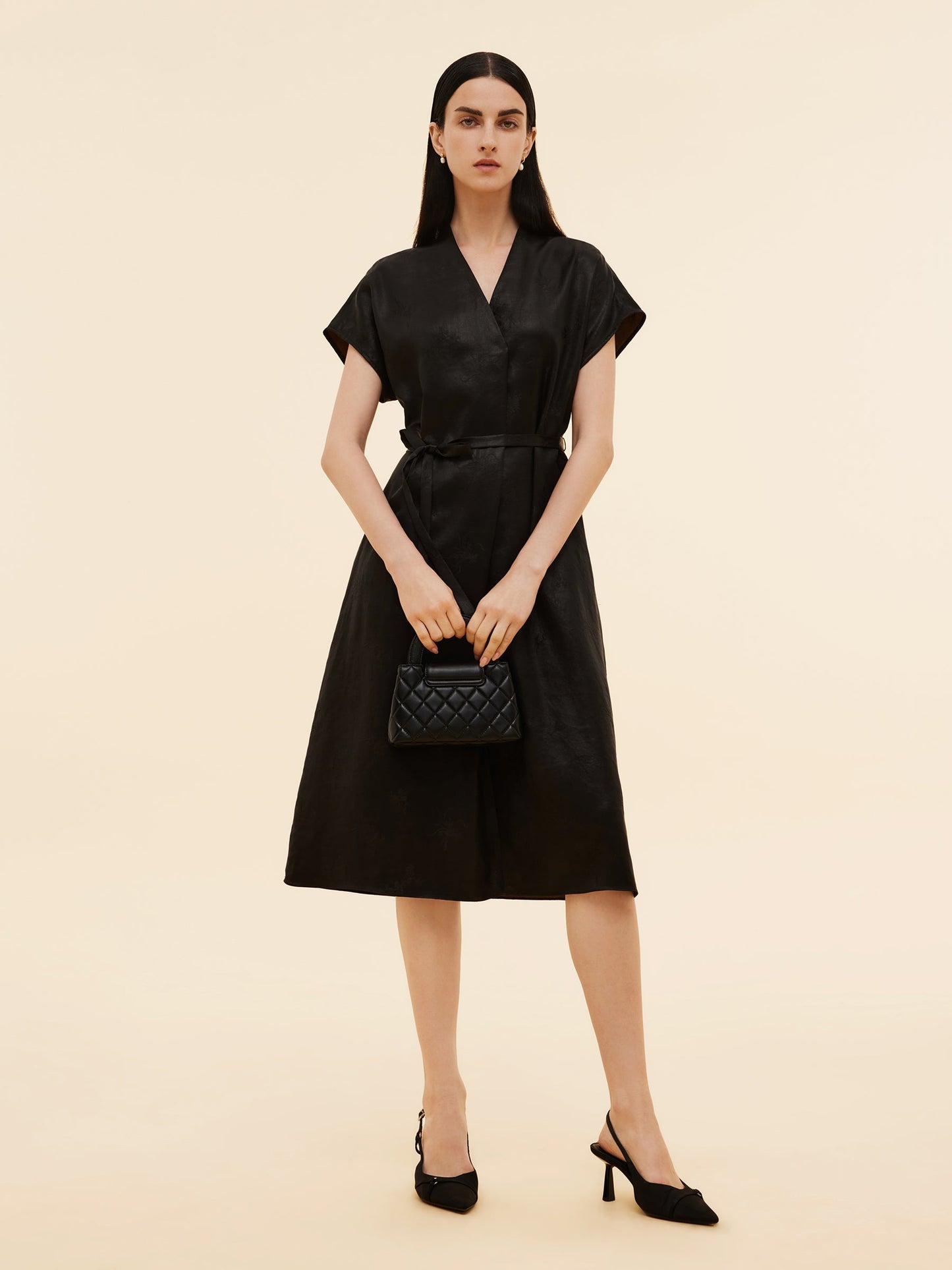 19MM Xiang Yun Silk V-Neck Women Midi Dress