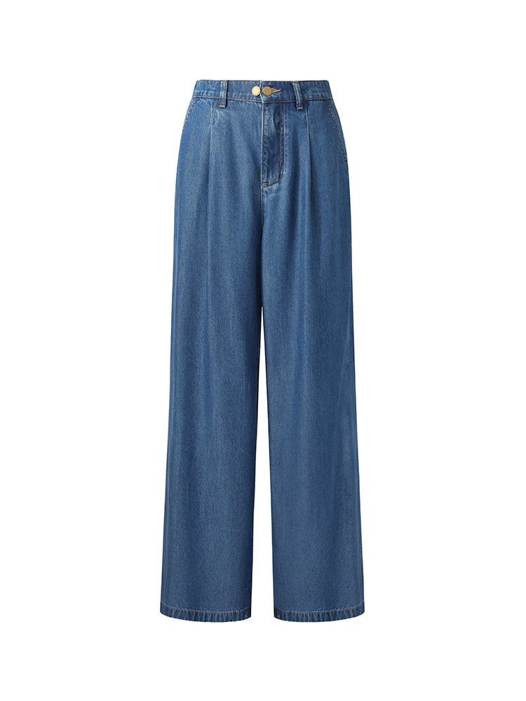 100% Tencel Denim Elastic Waist Women Jeans