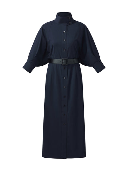 Adjustable Collar Women Trench Coat With Leather Belt