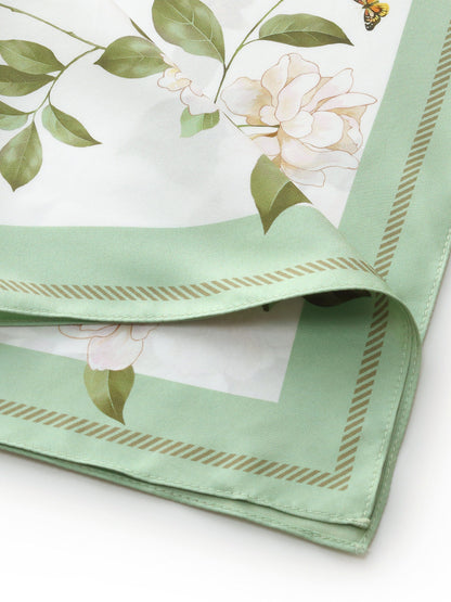 100% Mulberry Silk Rose Print Women Scarf