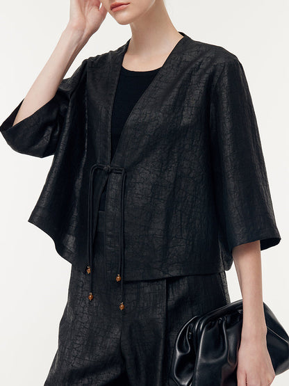 18 Momme Xiang Yun Silk Mandarin Button Women Crop Jacket