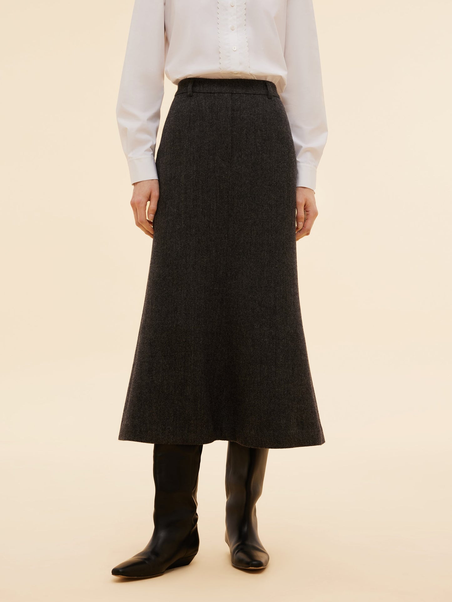 100% Washable Wool Back Slit Women Mermaid Skirt