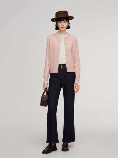 100% Wool Floral Women Cardigan