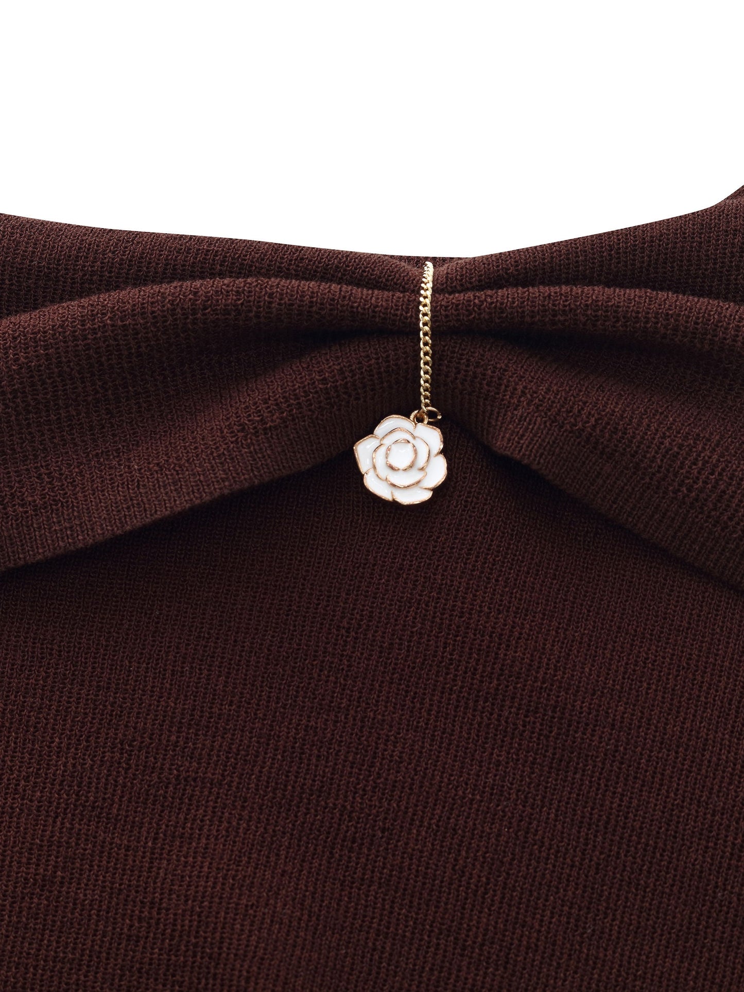 Lyocell Blend Off Shoulder Women Knit Top With Detachable Magnetic Flower