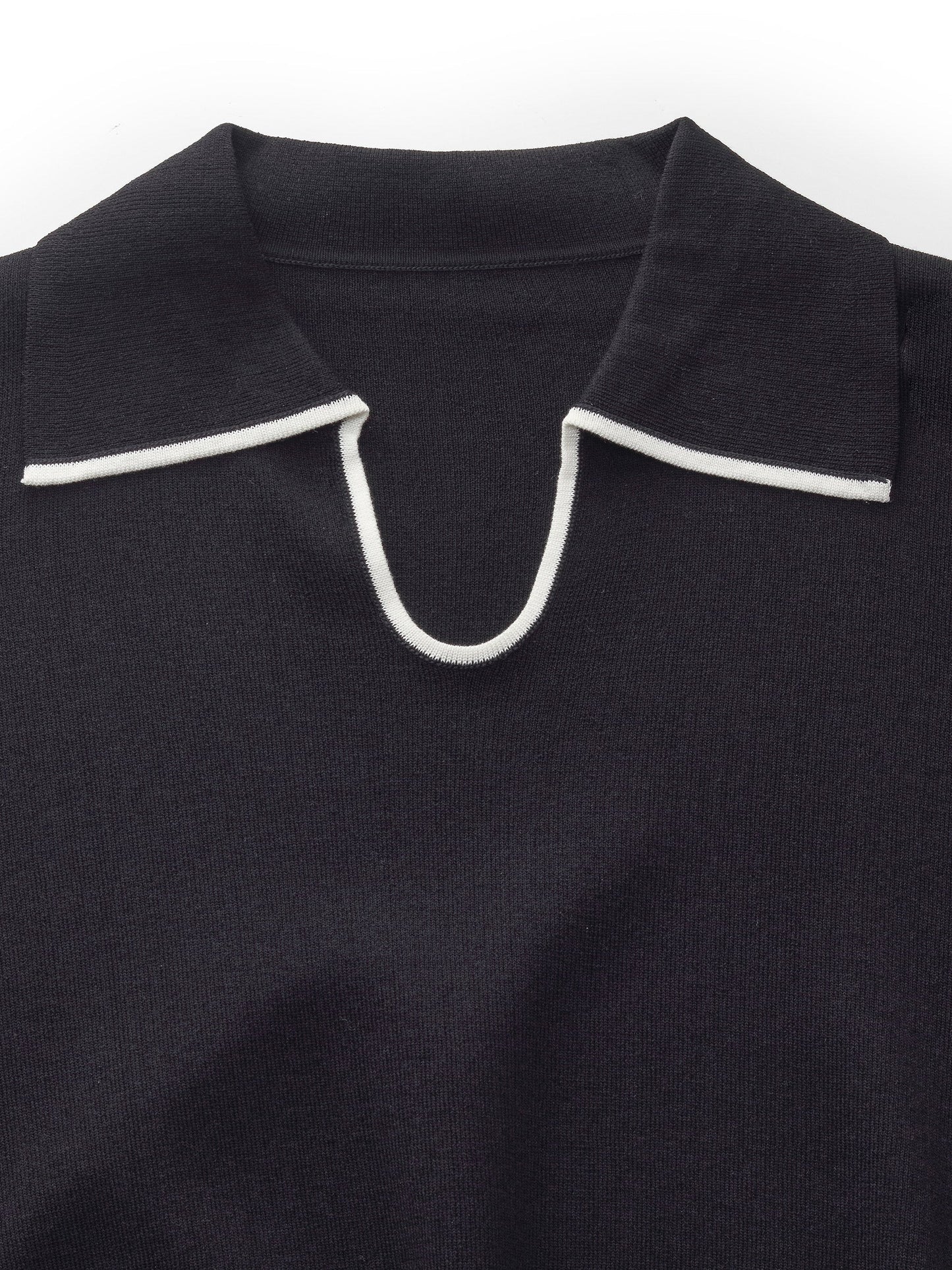 Tencel Blend Contrast Trim Women Knit Top