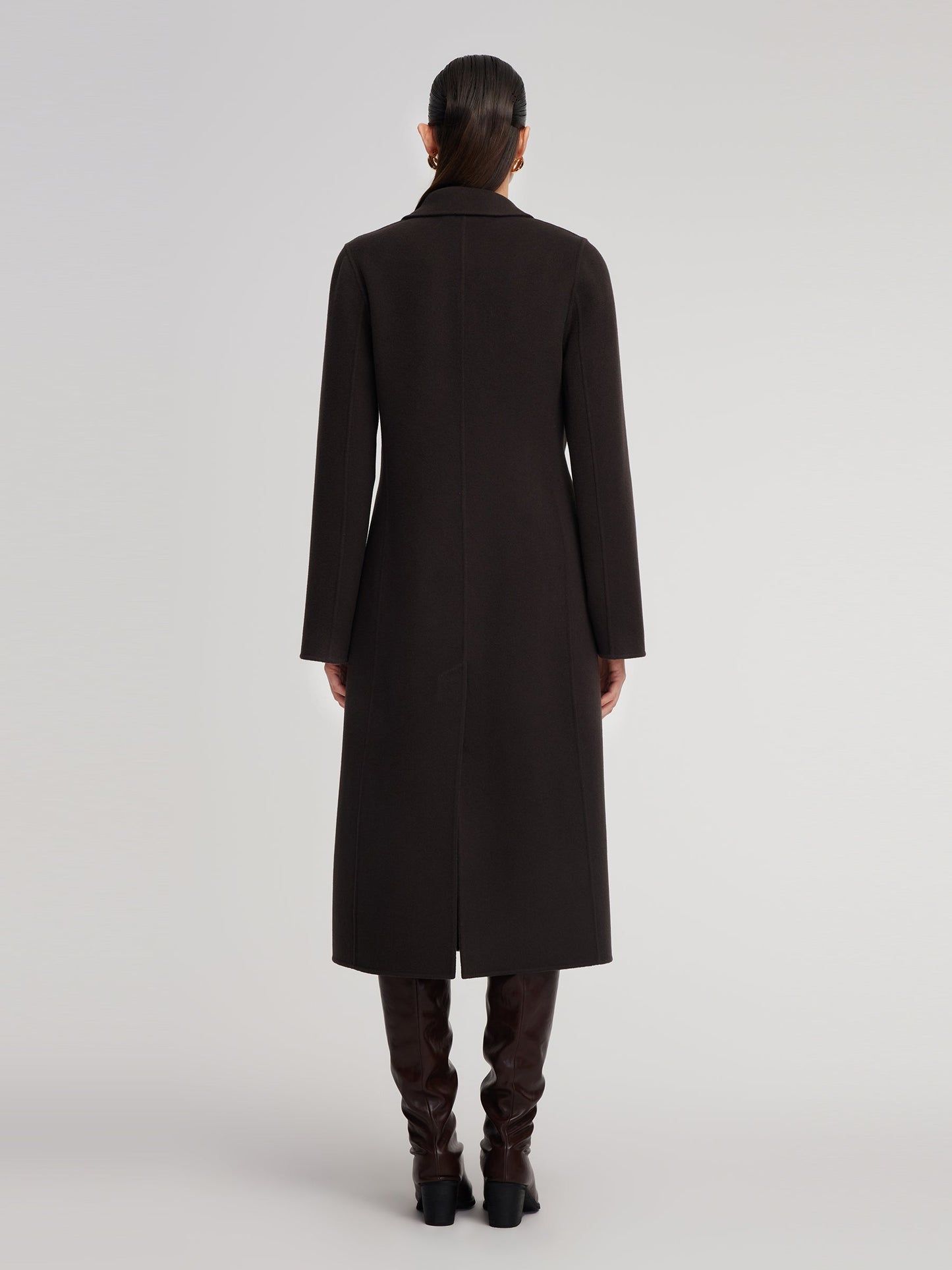 Cashmere Wool Blend Gathered Waist Women Overcoat