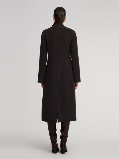 Cashmere Wool Blend Gathered Waist Women Overcoat
