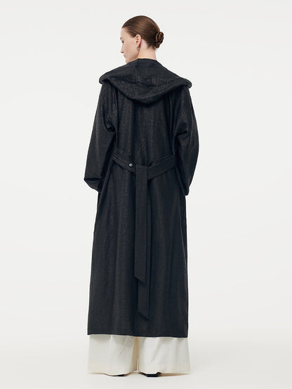 18 Momme Xiang Yun Silk Hooded Unisex Trench Coat