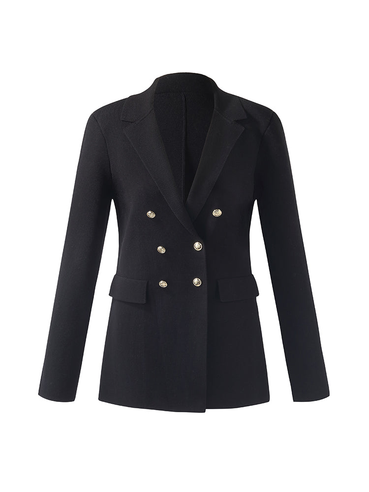 Stretch Lapel Women Knit Blazer