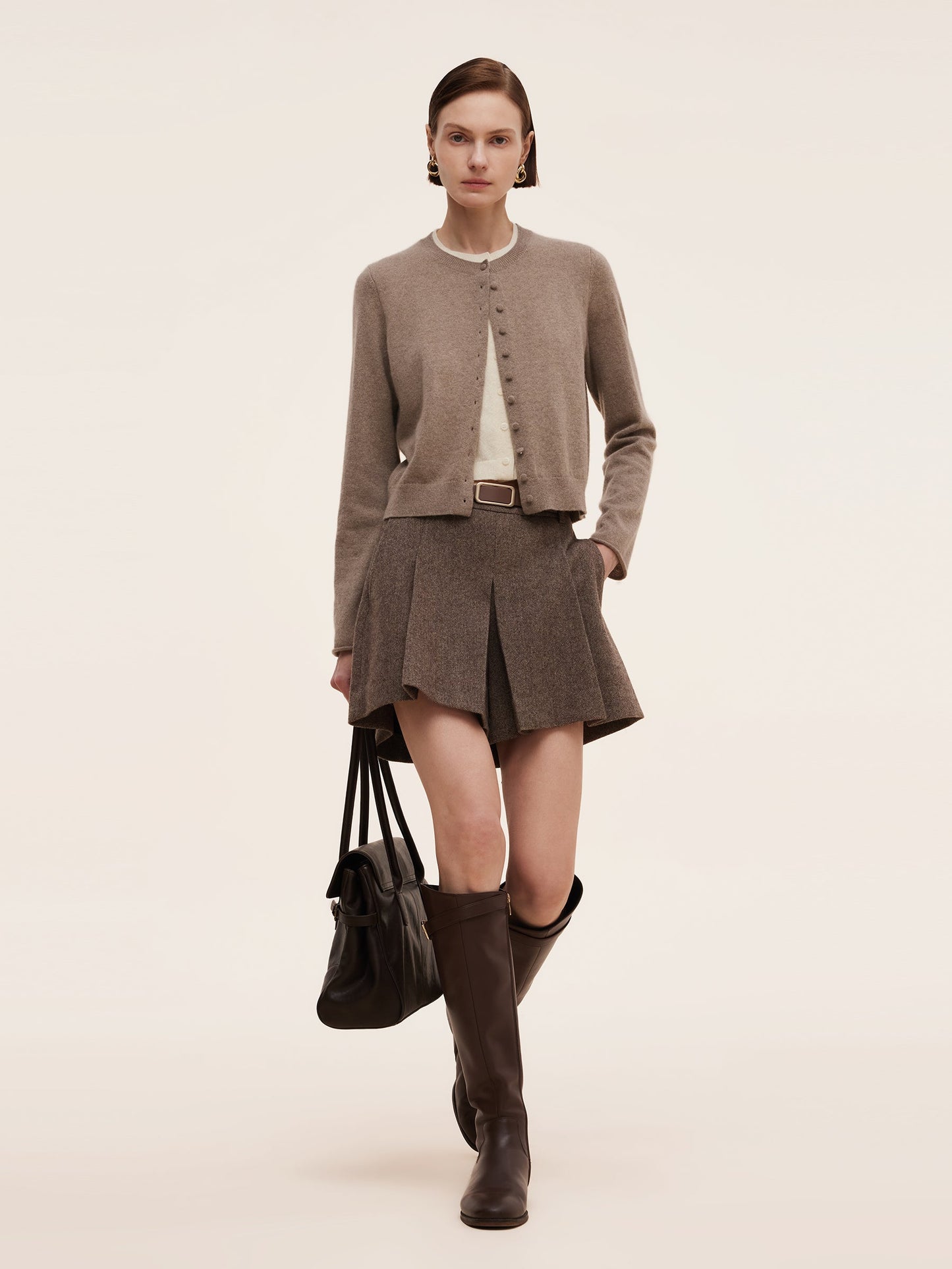 100% Cashmere Faux Two-Piece Women Cardigan