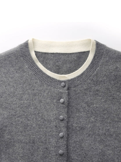 100% Cashmere Faux Two-Piece Women Cardigan