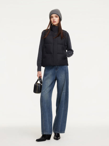 Stand Collar Zip-Up Goose Down Vest