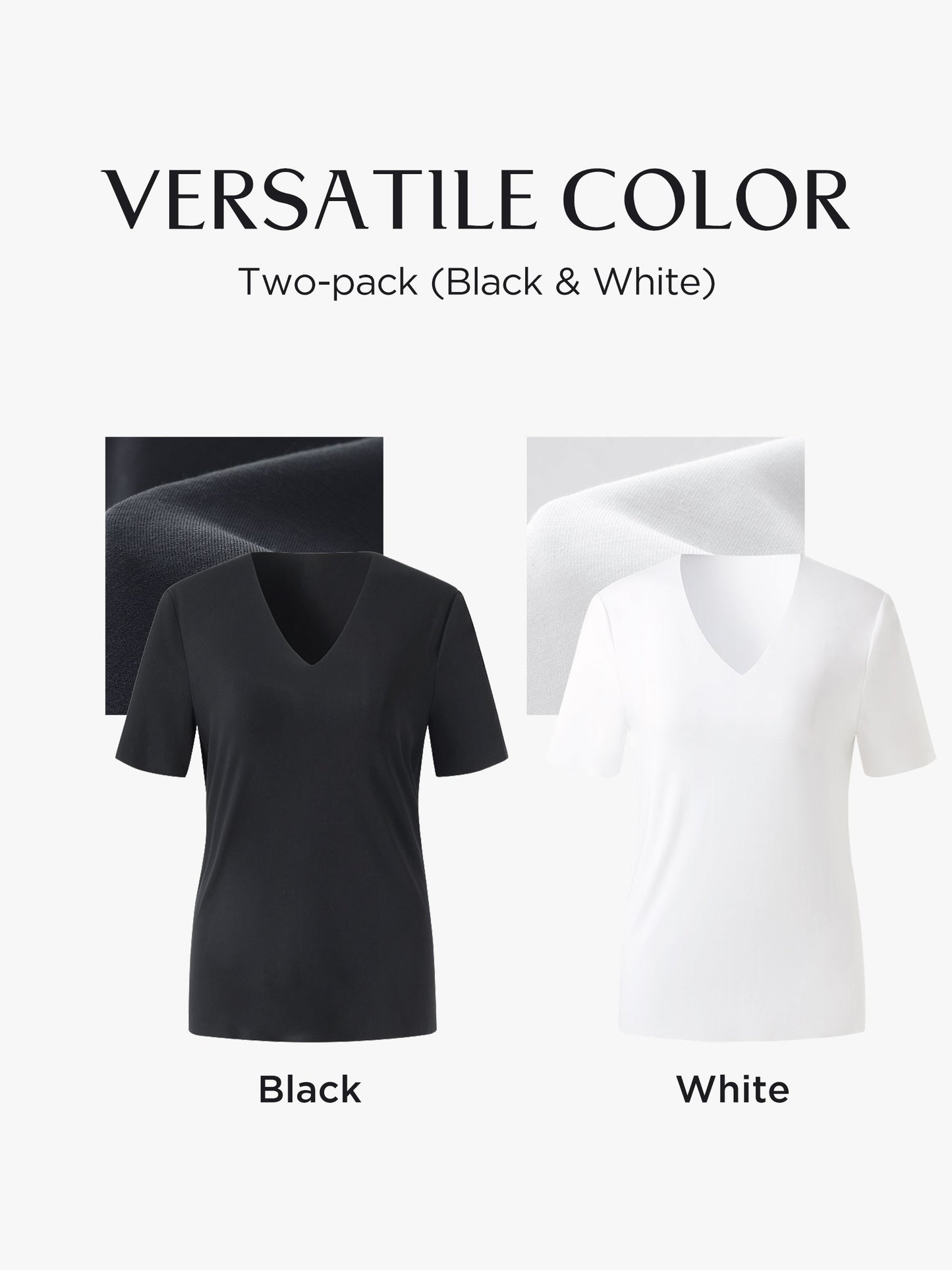 Two-pack (Black & White) Modal V-Neck Unisex T-Shirt