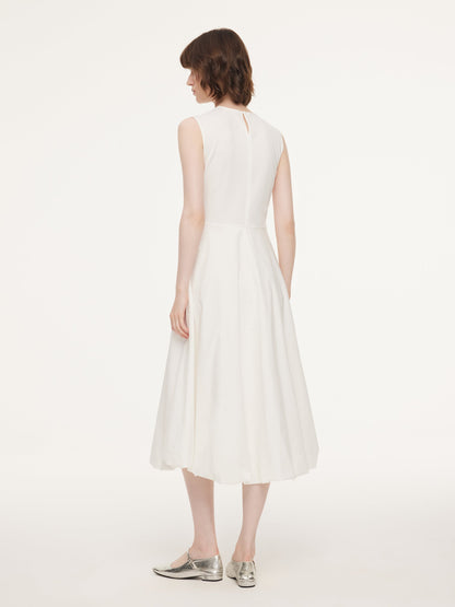 100% Cotton Bubble Hem Women Sleeveless Maxi Dress With Bag