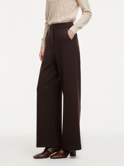 Adjustable Waist Straight Wide Leg Women Pants