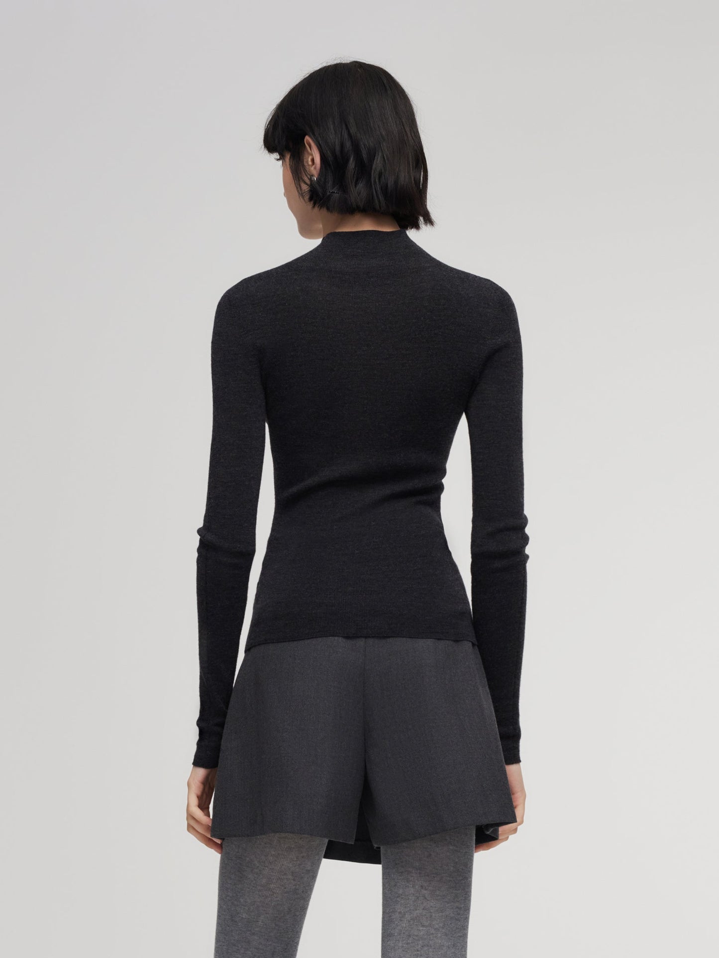 100% Wool Seamless Mock Neck Women Knit Top