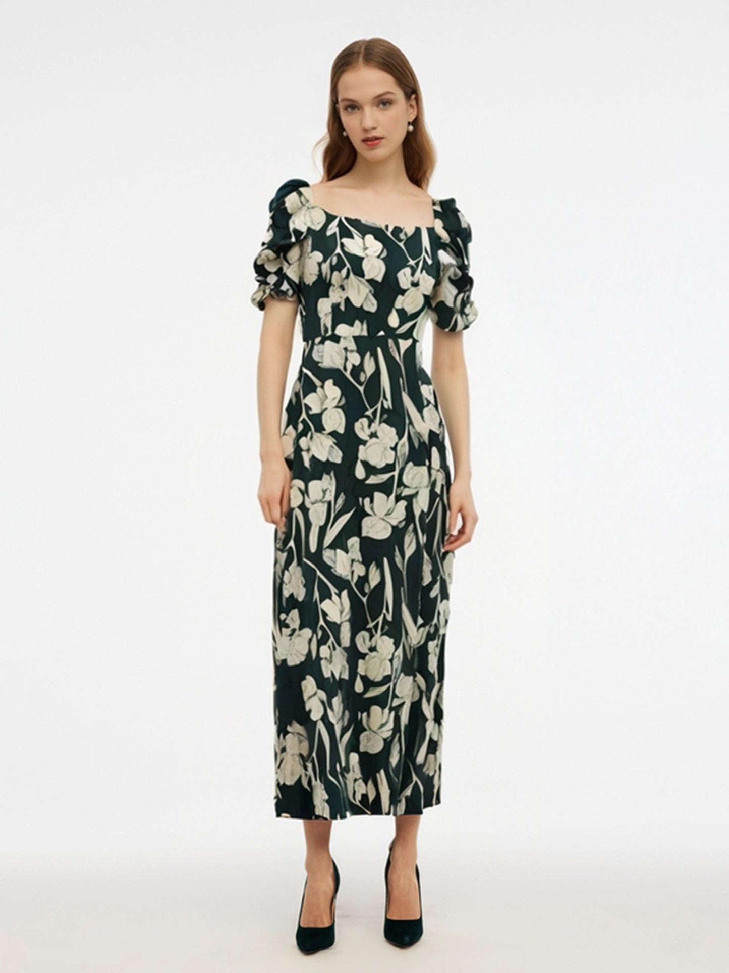 19MM Mulberry Silk Women Floral Print Maxi Dress