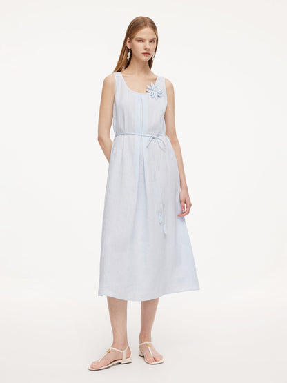 100% Linen Women Sleeveless Maxi Dress