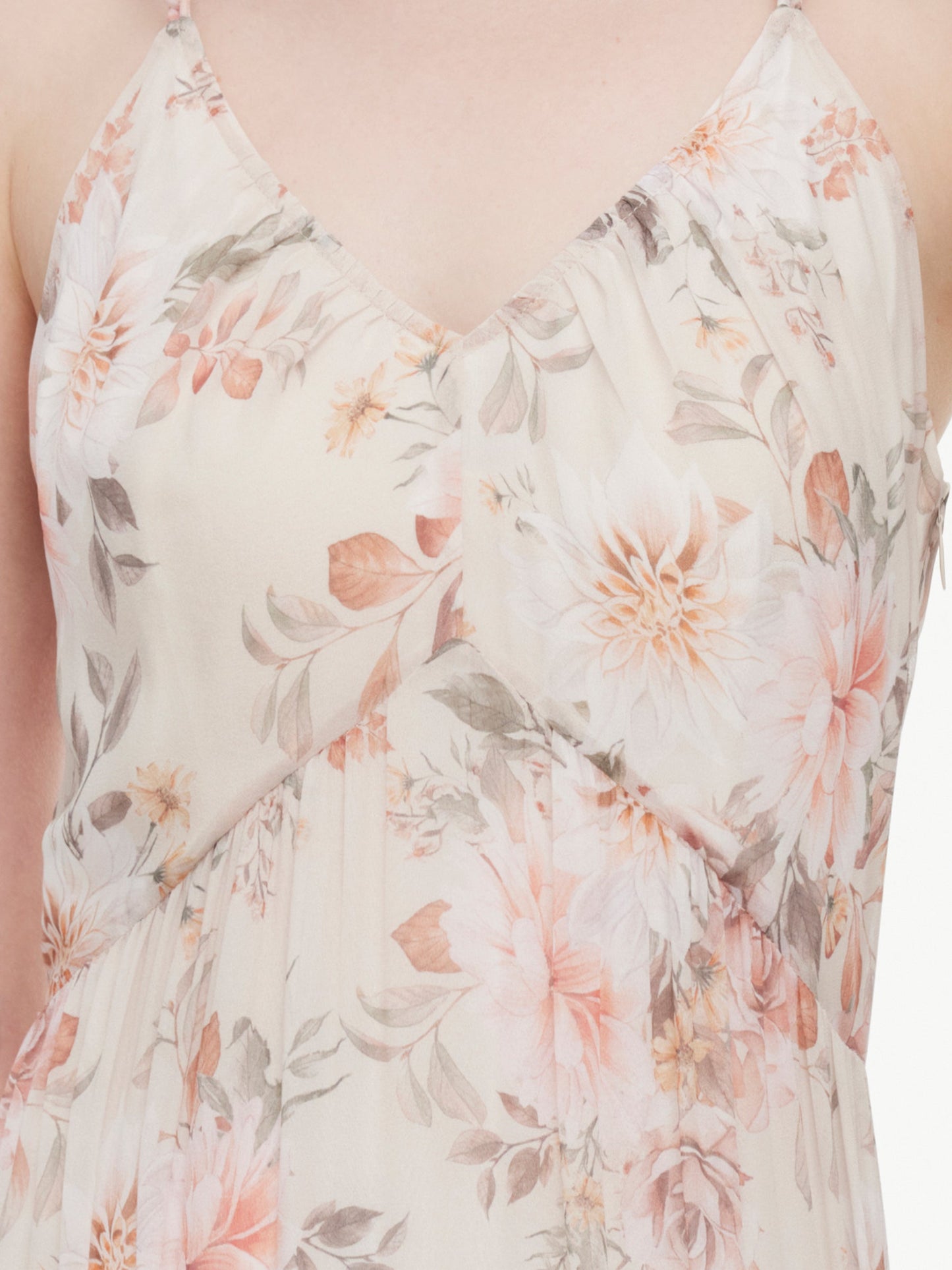 10MM Mulberry Silk Floral Print Women Strap Maxi Dress