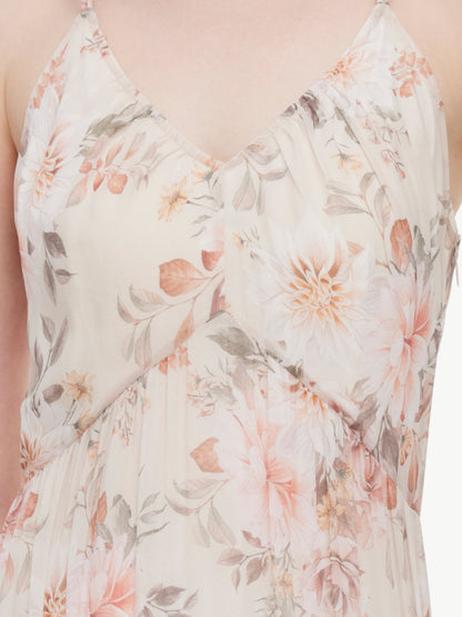 10MM Mulberry Silk Floral Print Women Strap Maxi Dress