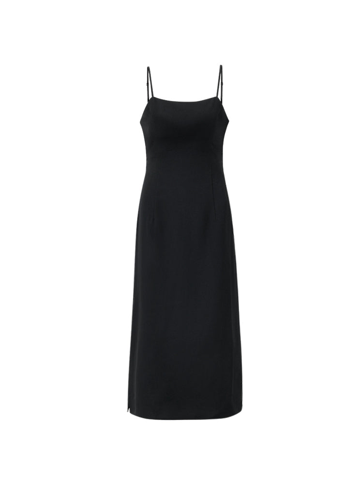 Back Twisted Spaghetti Strap Dress With Detachable Bra Pads