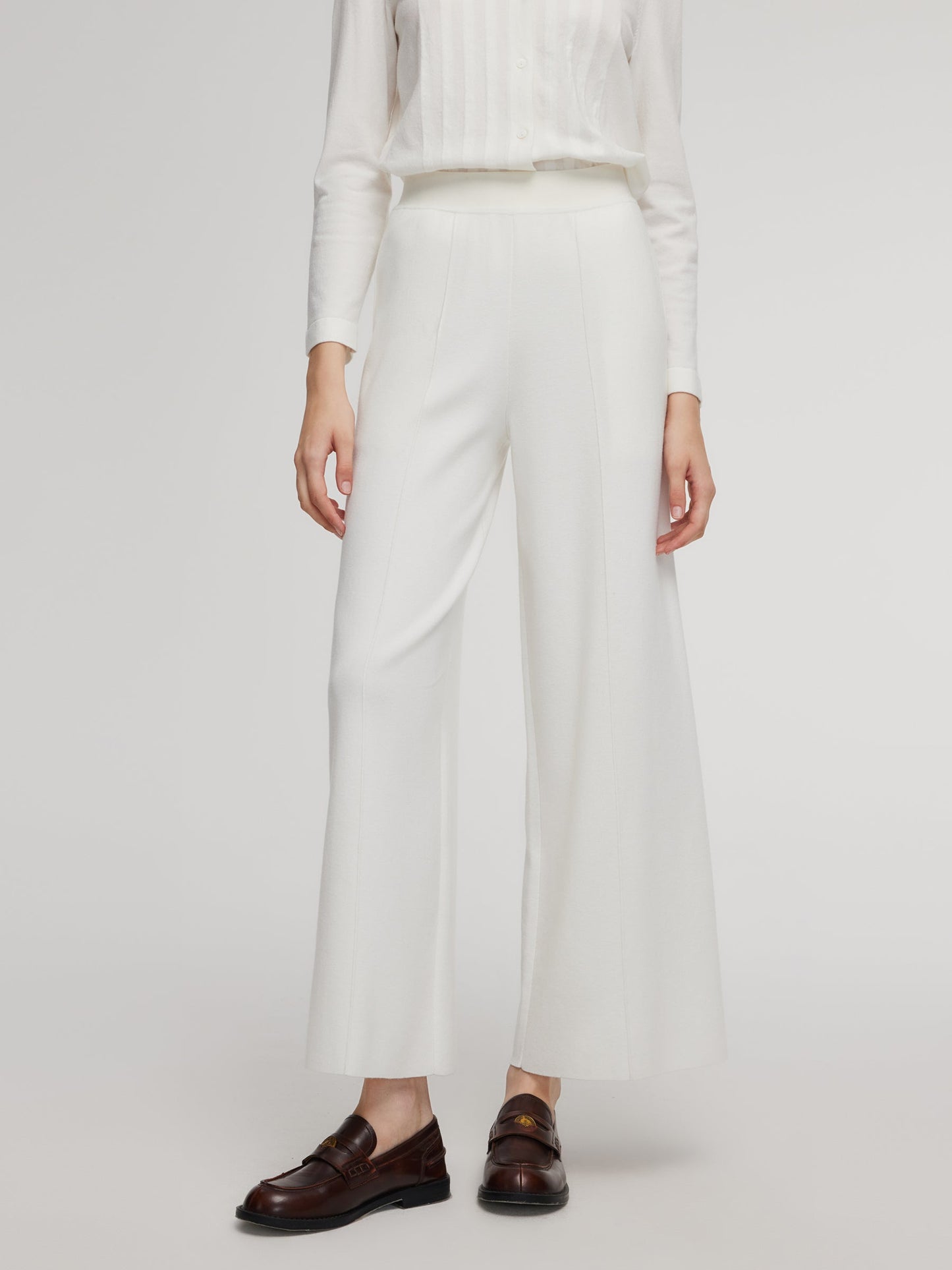 Tencel Wool Blend Straight Wide Leg Women Pants