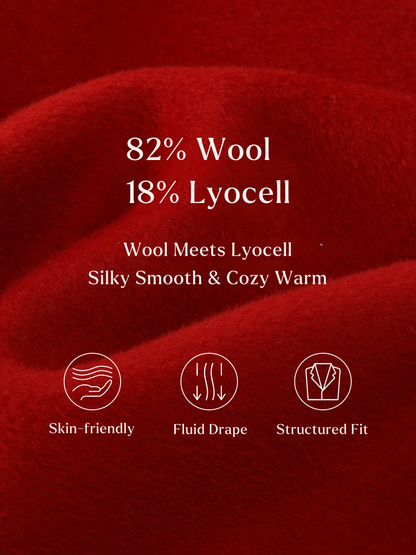Tencel Wool Blend Double-Faced Women Coat With Detachable Collar