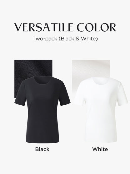 Two-pack (Black & White) Modal Round Neck Unisex T-Shirt