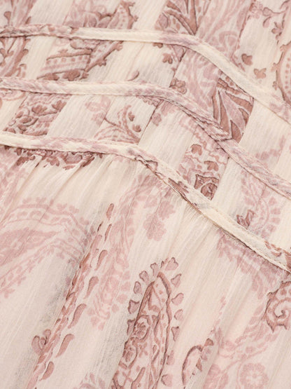 10MM Mulberry Silk Paisley Print Women Strap Maxi Dress