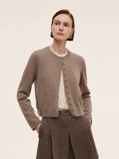 100% Cashmere Faux Two-Piece Women Cardigan