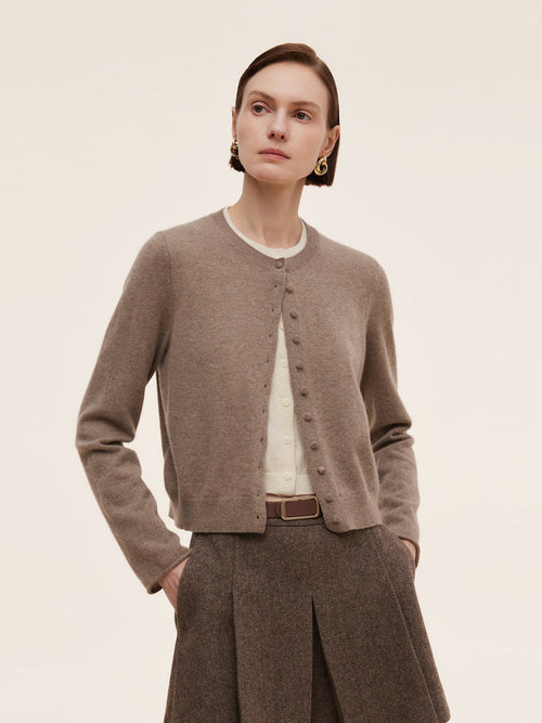 100% Cashmere Faux Two-Piece Women Cardigan