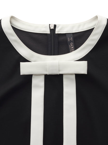 Tencel Blend Contrast Trim Women Knit Mini Dress