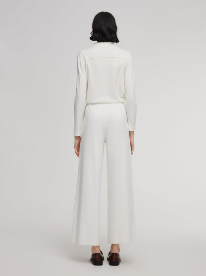 Tencel Wool Blend Straight Wide Leg Women Pants