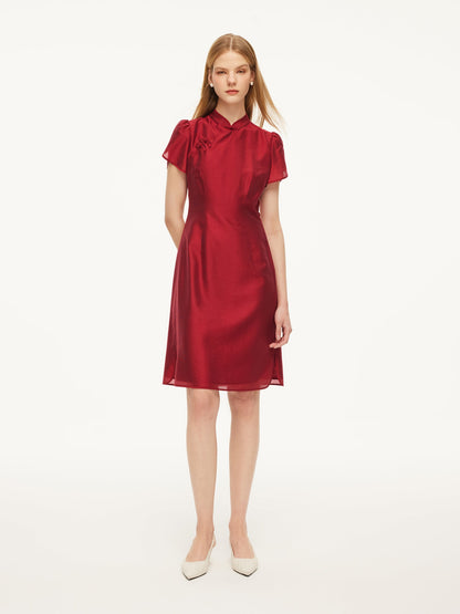 Tencel Blend Women Qipao Mini Dress