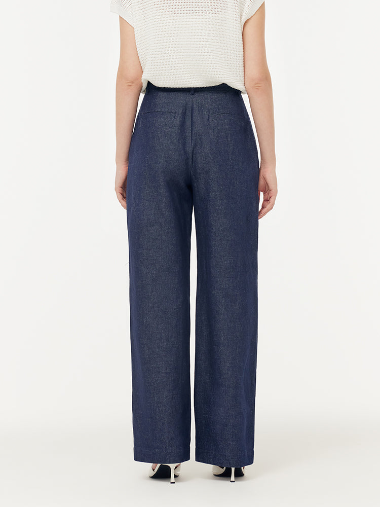 Denim Adjustable Waist Women Straight-Leg Jeans
