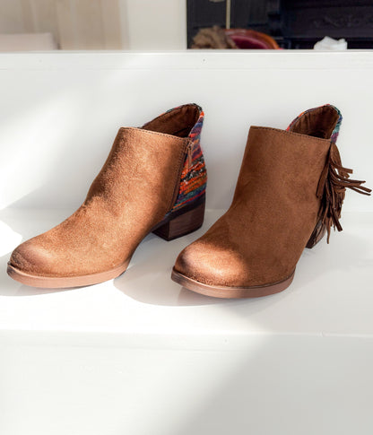 Etty Fringe Ankle Boot in Tan