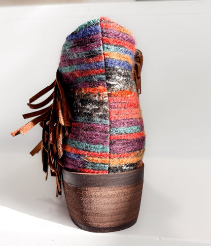 Etty Fringe Ankle Boot in Tan