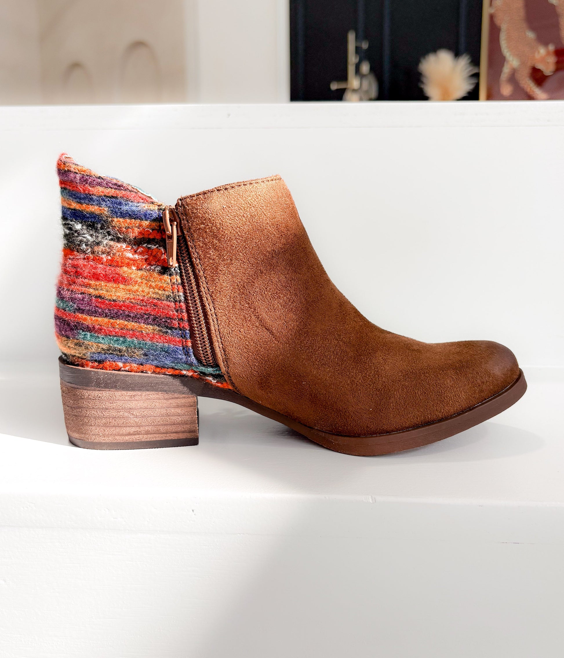 Etty Fringe Ankle Boot in Tan