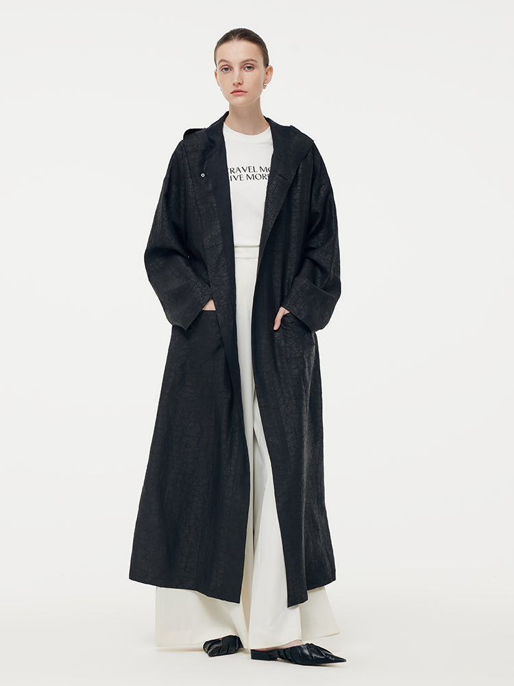 18 Momme Xiang Yun Silk Hooded Unisex Trench Coat