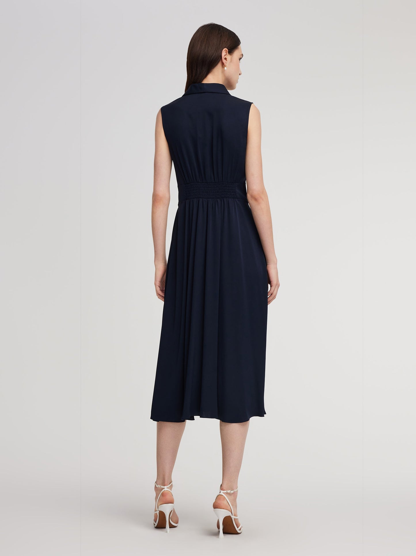 22MM Mulberry Silk Gathered Waist Women Sleeveless Maxi Dress