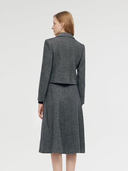 Washable Wool Crop Jacket And Half Skirt Two-piece Set