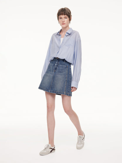 100% Cotton Denim Adjustable Waist Women Skirt