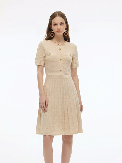 Tencel Blend Gathered Waist Women Textured Midi Dress