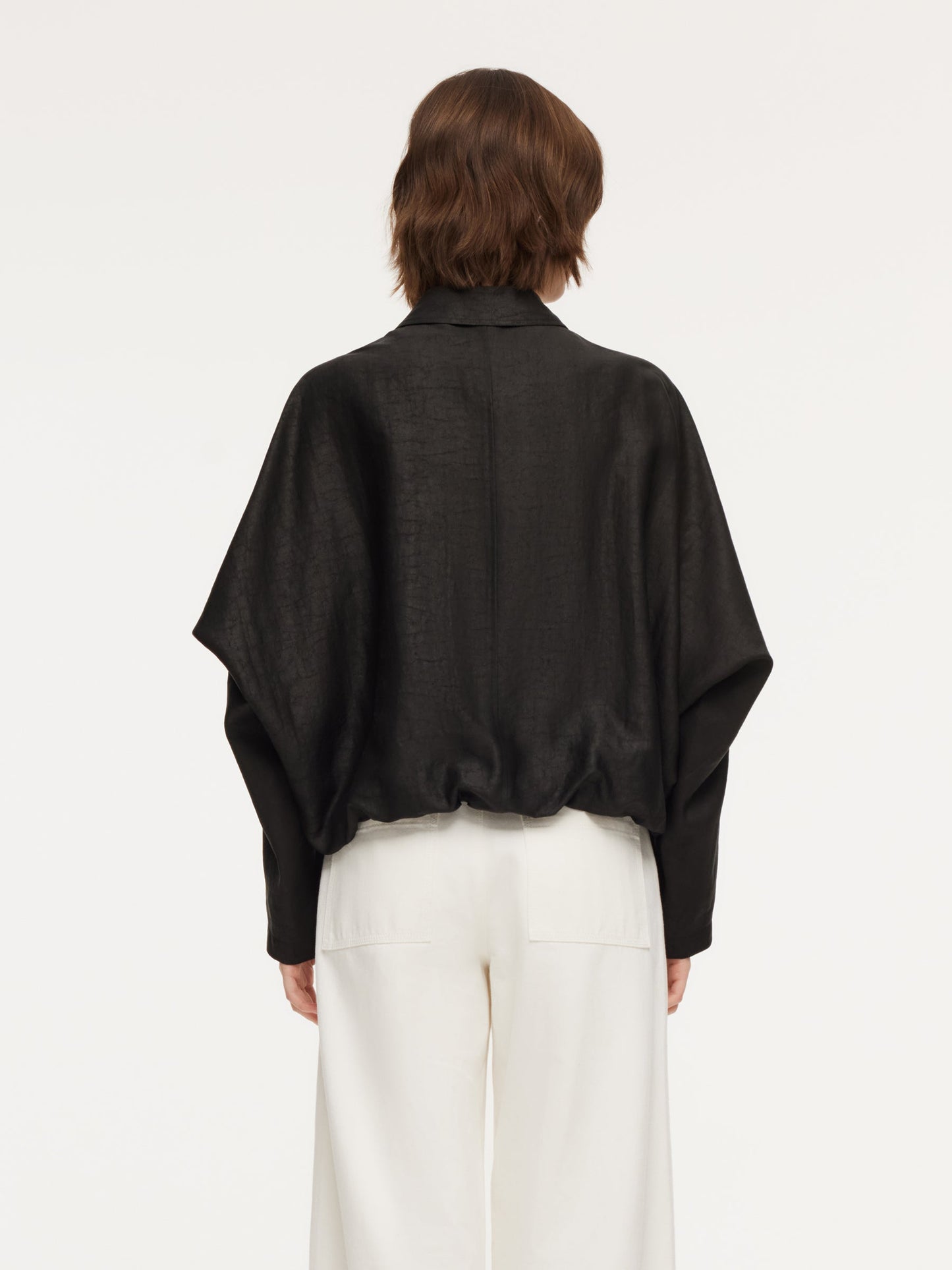 18MM Gambiered Canton Gauze Balloon Hem Women Jacket