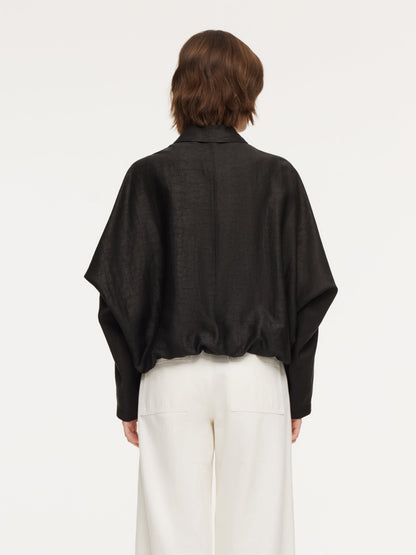 18MM Gambiered Canton Gauze Balloon Hem Women Jacket