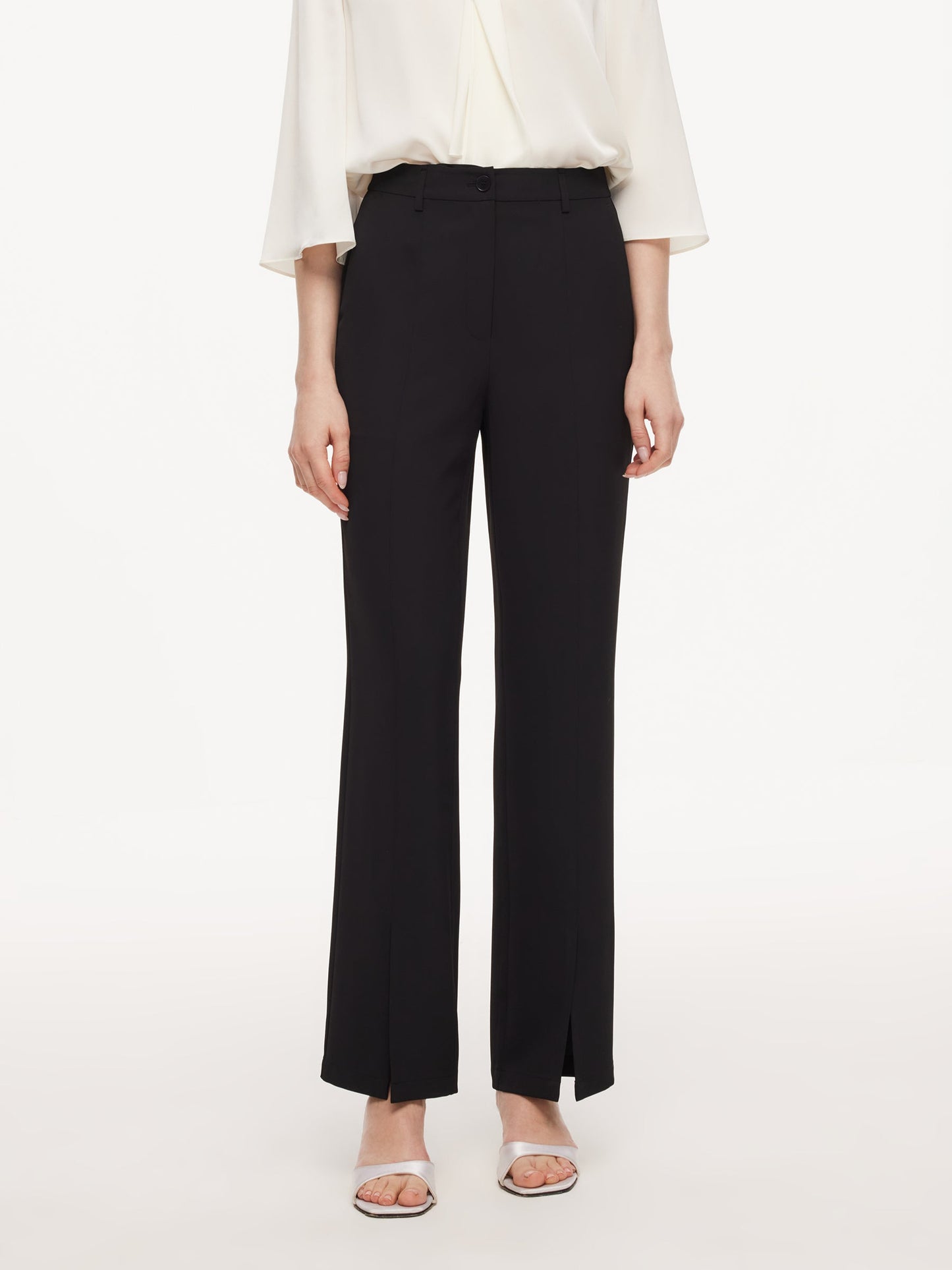 Four-Way Stretch Front Slit Women Micro-Flared Pants