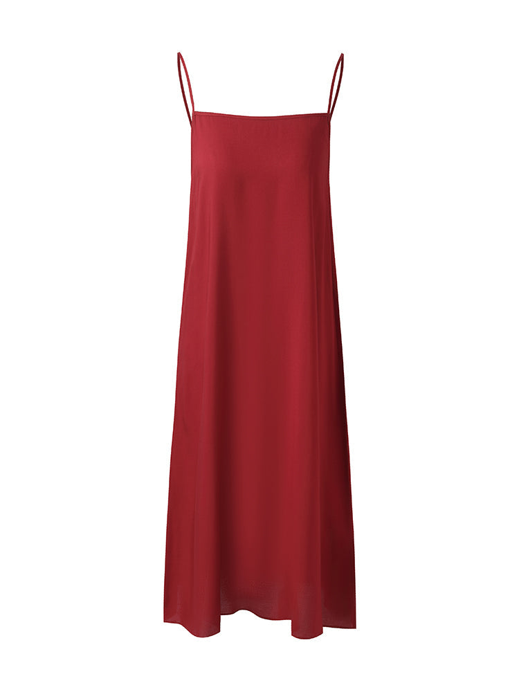 Tencel Ruffle Hem Women Tiered Vest Midi Dress With Slip Dress And Belt
