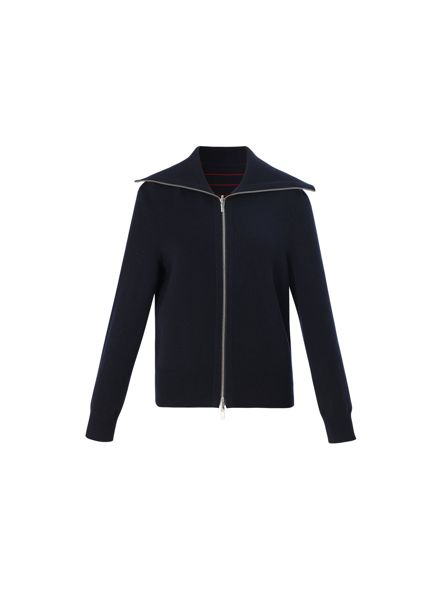 Lyocell Wool Blend Stripe Reversible Zip-Up Women Cardigan